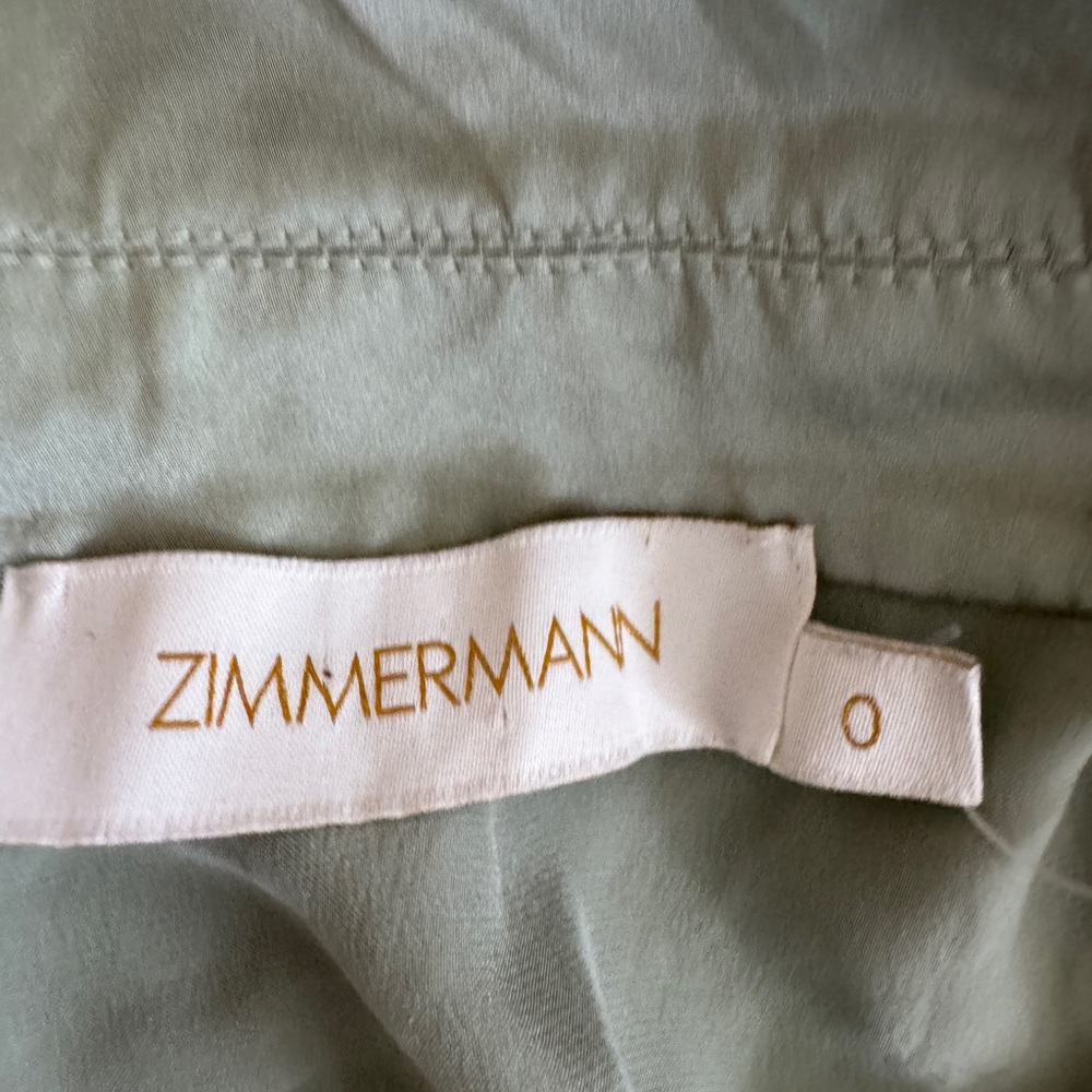 Zimmermann Silk Sage Green Long Sleeves Wrap Mini Dress - Picture 5 of 12